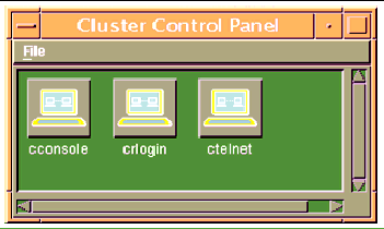 Screen showing the Cluster Control Panel.