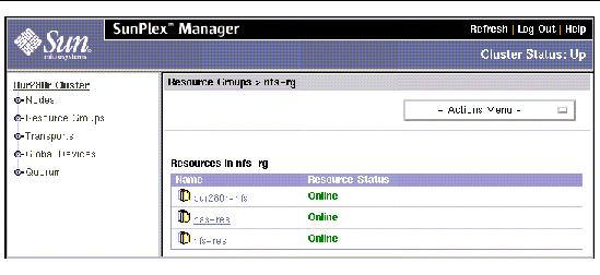 Screen shot showing the SunPlex Manager window.
