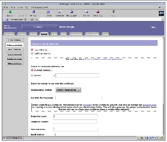 Screenshot of the Create Trust Database window of the Netscape Web Server Enterprise Edition graphical user interface.