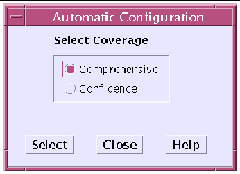 Screenshot of the SunVTS Automatic Configuration test mode dialog box.