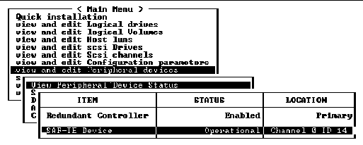 Figure shows "view and edit Peripheral devices" selected, then "View Peripheral Device Status," then "SAF-TE Device." 
