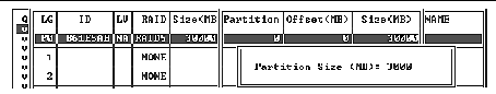 Screen capture shows a selected partition and Partition Size <MB>: 3000.