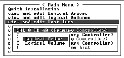 Screen capture shows "Logical Drive" selected in the Logical Drive and Logical Volume menu.
