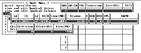 Screen capture shows the partition table selected.