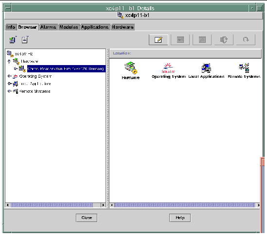Screen capture of the Browser tab in the domain Details window, showing the Config Reader icon. 