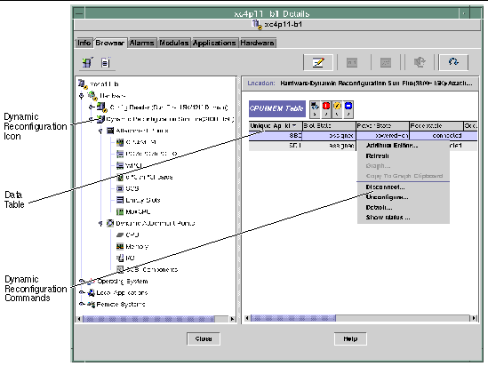 Screen capture showing the icon for the Dynamic Reconfiguration Sun Fire (3800-15K) module displayed in the host Details window. 