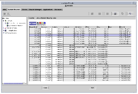 Screen capture showing the Dynamic Reconfiguration table. 