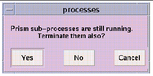 Screenshot of the processes window warning that sub-processes are still running.