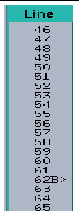 Screenshot of the line-number region, with a breakpoint set.
