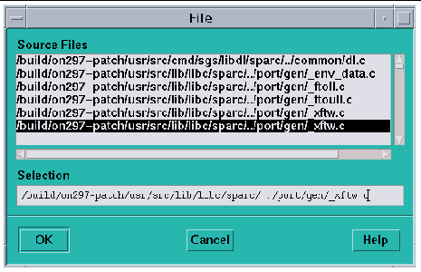 Screenshot of the File window. Buttons are OK, Cancel, and Help.