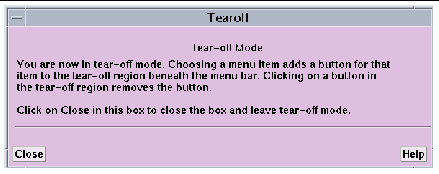 Screenshot of the Tear-Off region dialog box.