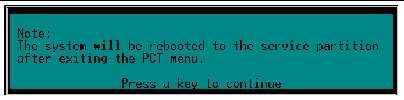 Screen capture of the prompt displayed informing the user that the system will next be rebooted.