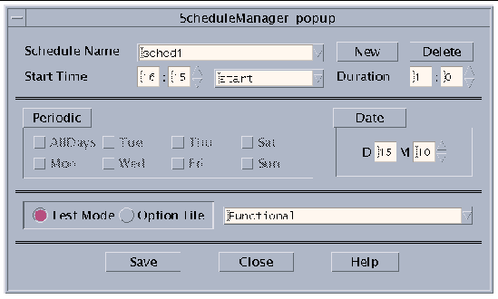 Screenshot of the Schedule Manager dialog box.