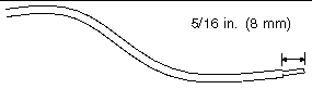 Figure showing the amount of insulation to strip from the wire (5/16 inches).