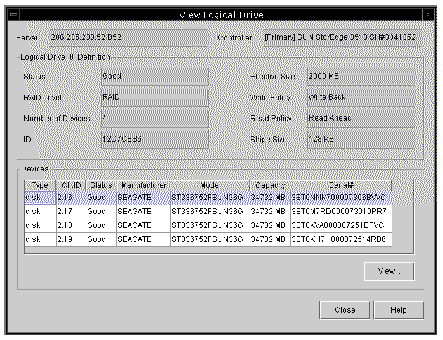 Screen capture showing the View Logical Drive window.