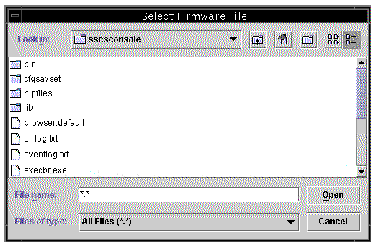 Screen capture showing the Select Firmware File window.