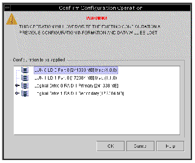 Screen capture of the Confirm Configuration Operation window warning that this operation overwrites the existing configuration.