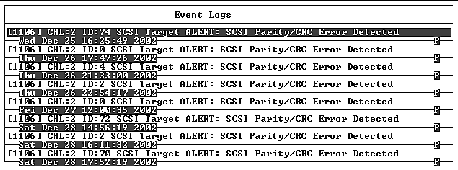 Screen capture shows the "Event Log" with a list of recent events.