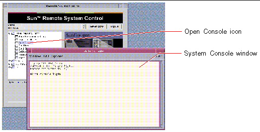 This illustration shows the System Console window