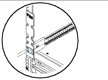 This figure shows where to place the Rack Alignment template on the vertical mounting rail.