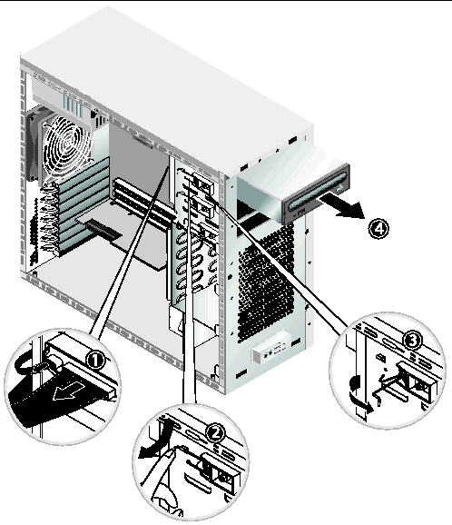 Figure showing removal of the CD/DVD drive.