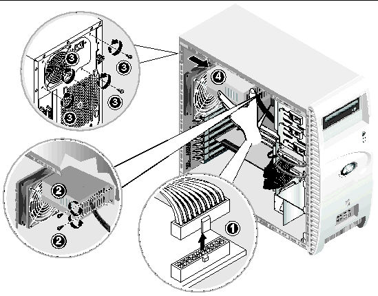 Figure showing removal of the power supply.