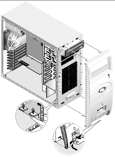 Figure showing removal of the workstation front bezel.