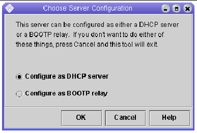 Screen capture of the Choose Server Configuration page. 
