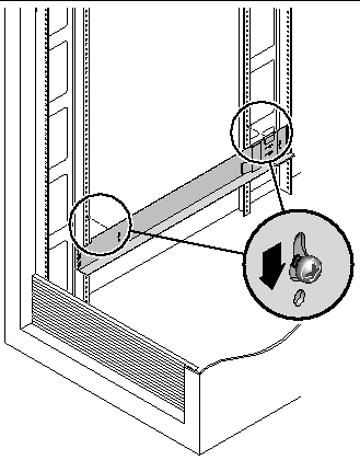 Figure showing detail of the left rail mounted in the cabinet.