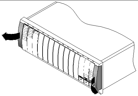 Figure showing the outward motion used to remove end caps from the module. 