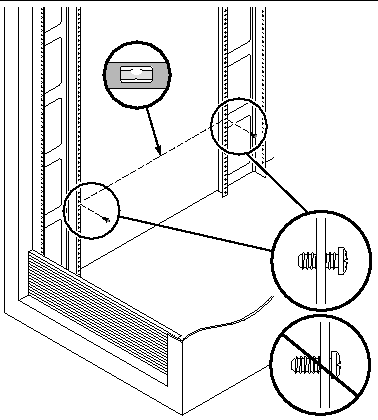 Figure showing the location of the screws in the front and back of the cabinet.