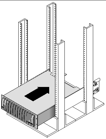 Figure showing the positioning and placement of the array at the bottom of the 4-post rack