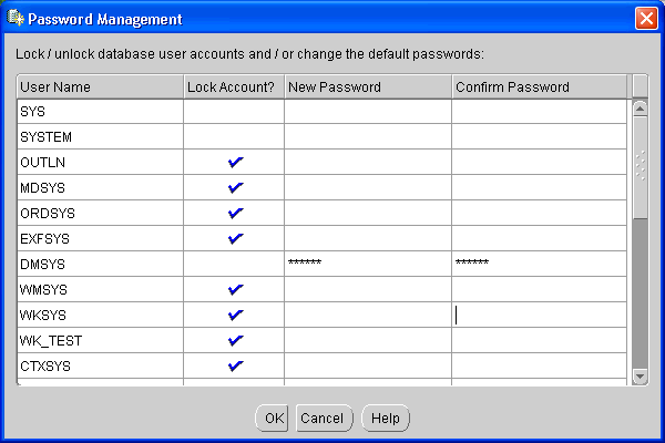 Password Management page