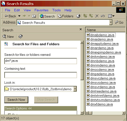 Sample Java progams displayed in Windows File Manager