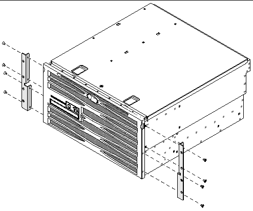 Figure showing how to install the two hardmount brackets to the server.