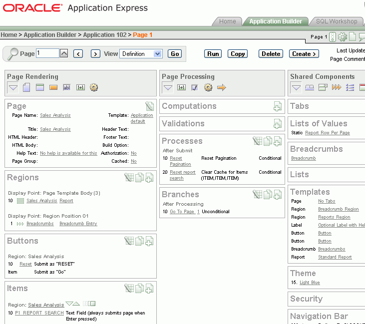 Application Express Page Definition