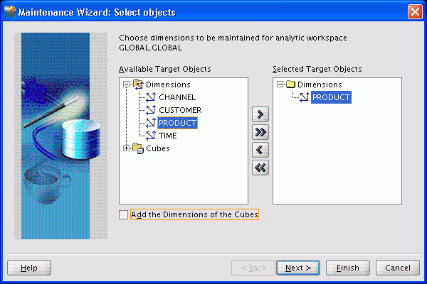 Maintenance Wizard: Select Objects page