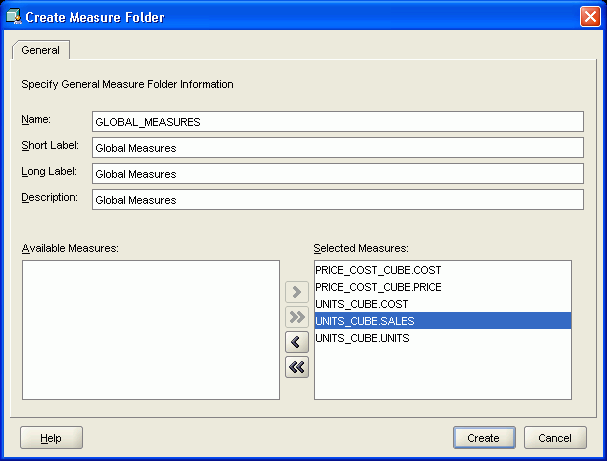 Create Measure Folder dialog box